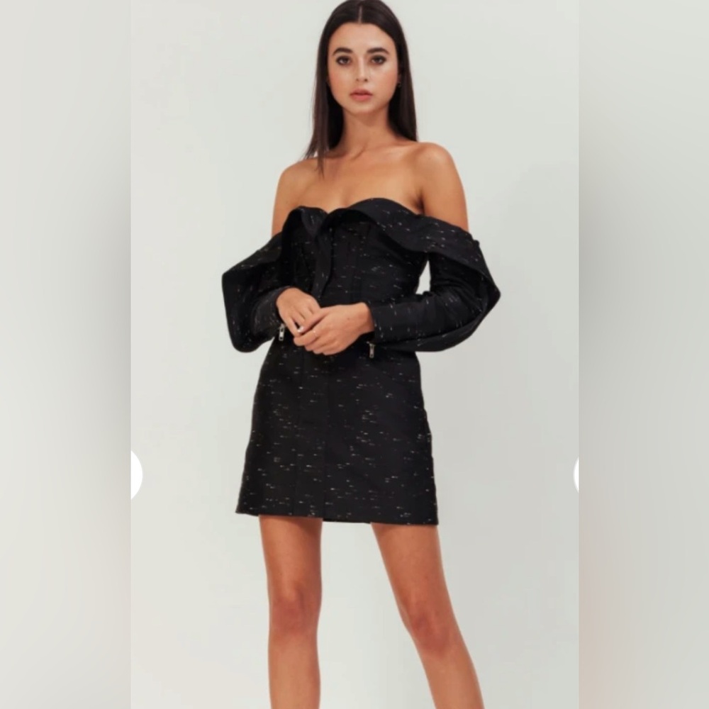 STUNNING SELF PORTRAIT OFF THE SHOULDER JAQUARD MINI DRESS WOMENS SIZE 8